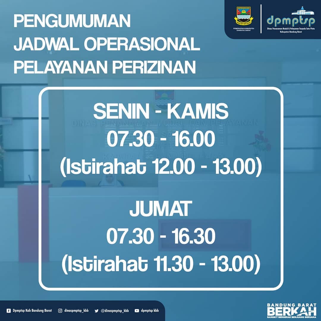 >Jadwal operasional pelayanan Perizinan yang terbaru
